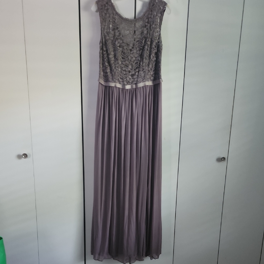 David's Bridal Gray Embellished Pleated Gown